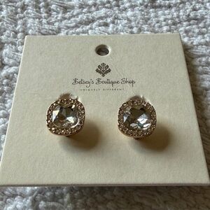 Gold Crystal CLIP ON Earrings